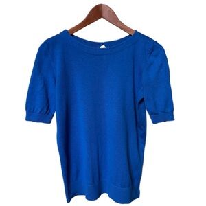 Talbots Short Sleeve Sweater, Biscayne Blue, Size SP